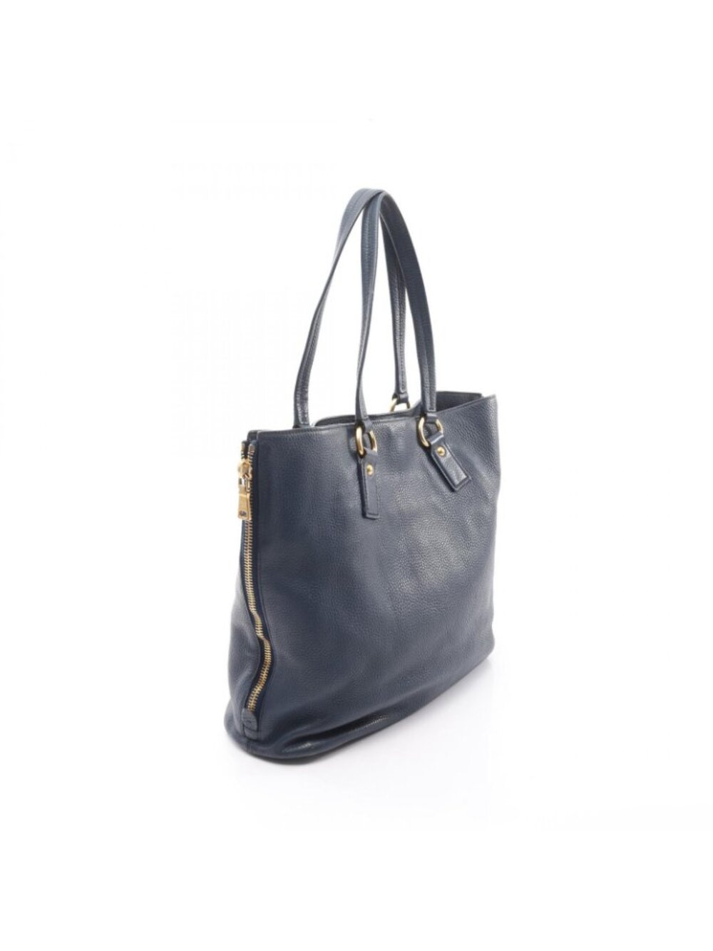 Prada Tote Side Zip Navy Leather - Picture 2 of 10